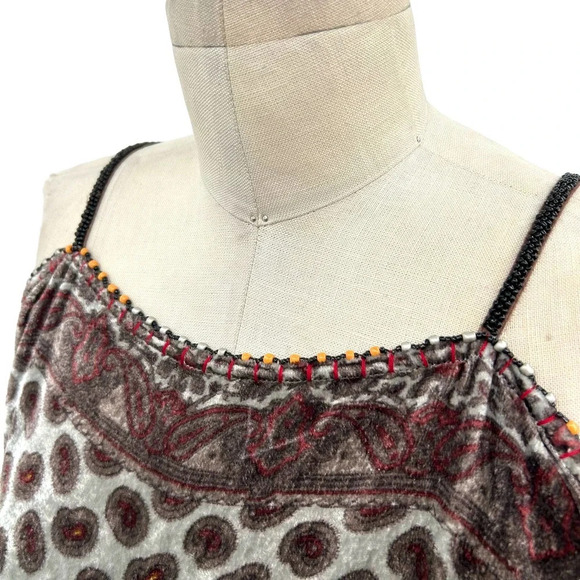 Anthropologie Bl-nk London Jumpsuit Paisley Velvet Cold Shoulder Gray Size Small - Picture 3 of 11